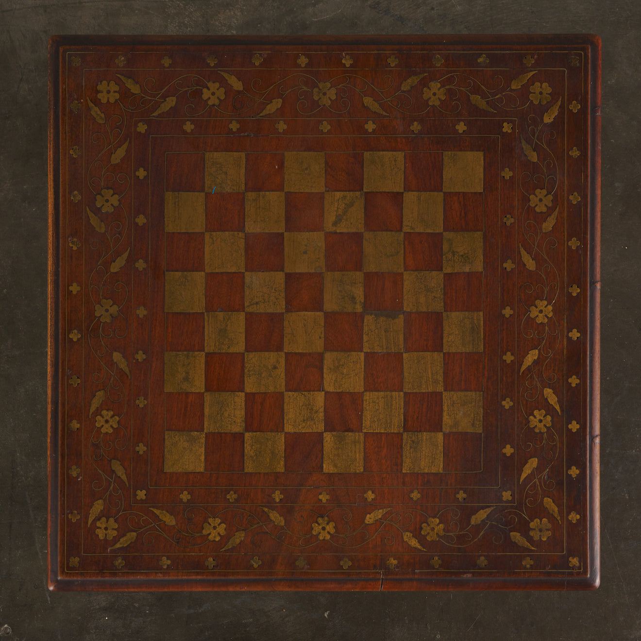 ANGLO INDIAN BRASS INLAID GAMES TABLE
